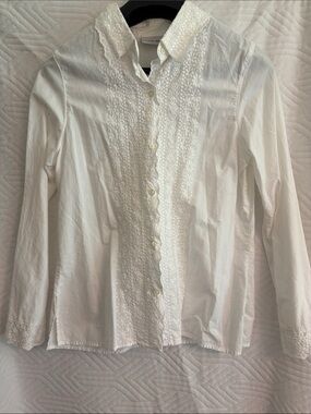 Jaclyn Smith White Embroidered Button-Down Shirt